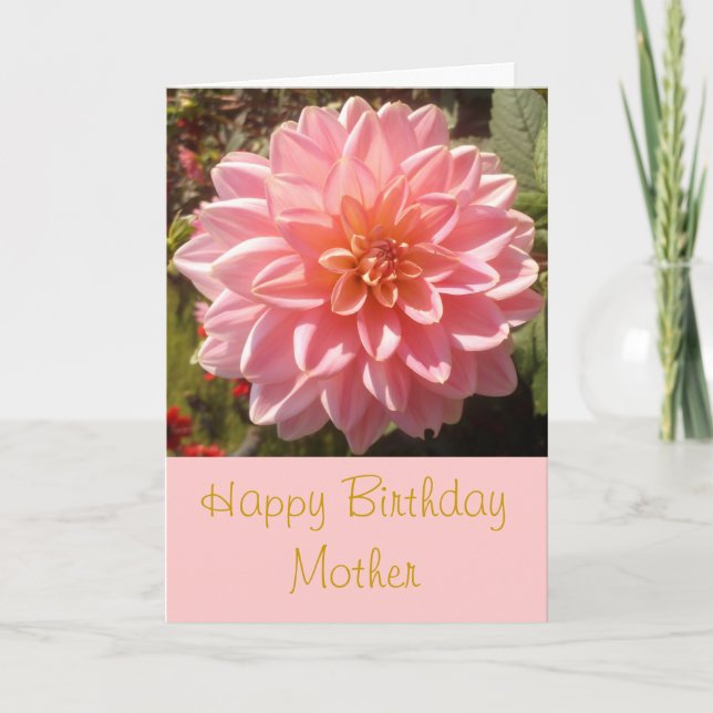 Carte Joyeux anniversaire Mère rose Dahlia Personnaliser (Devant)