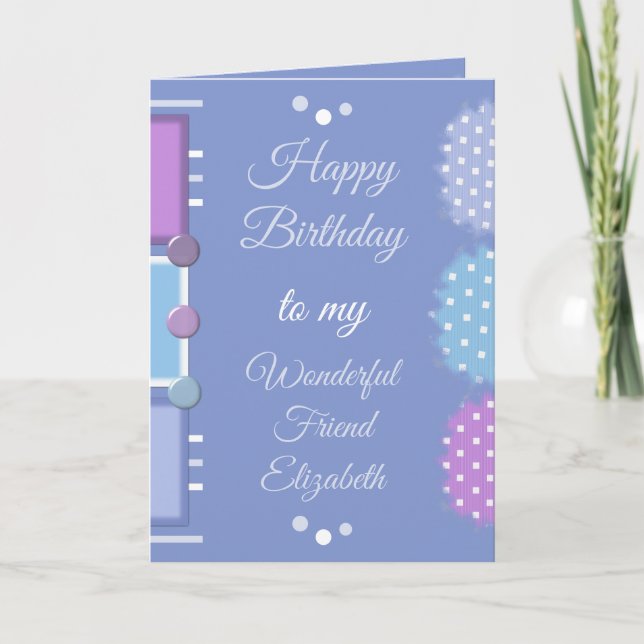Carte Joyeux anniversaire, merveilleux ami violet (Devant)