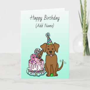 Carte Joyeux anniversaire mignon main tiré Labrador