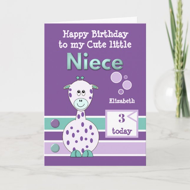 Carte Joyeux Anniversaire mignon nièce n'importe quel âg (Devant)