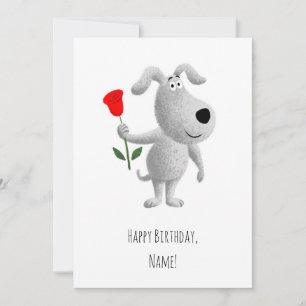 Carte Joyeux Anniversaire mignonne Chien Chien Chien Rou