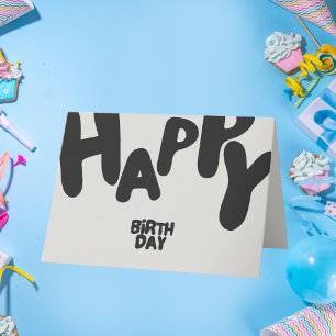 Carte Joyeux Anniversaire Moderne Gras Typographie Noire