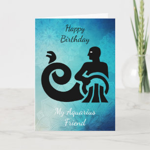 Carte Joyeux anniversaire mon ami Aquarius, signe zodiaq