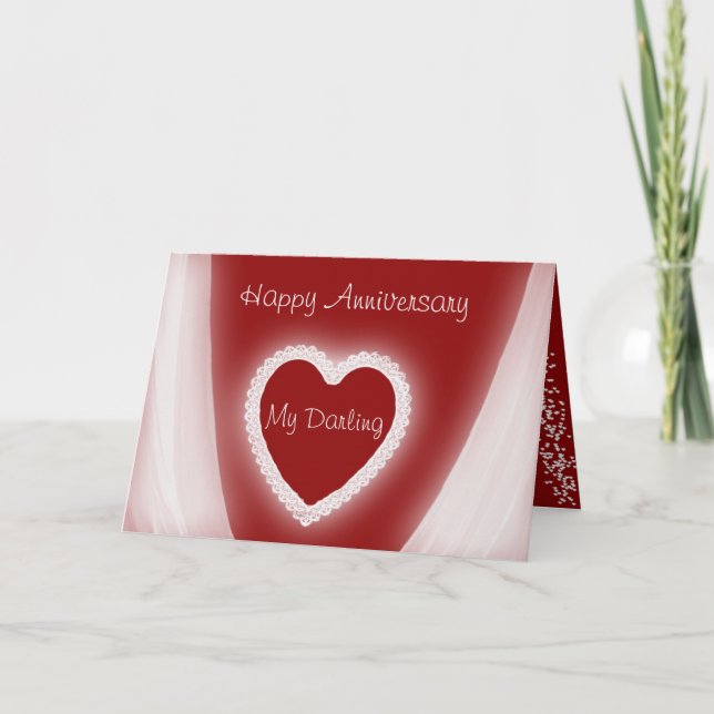 Carte Joyeux Anniversaire Mon Chérie Romantique Coeur Ro (Devant)