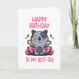 Carte Joyeux Anniversaire Mon Meilleur Thé Drôle Chat An