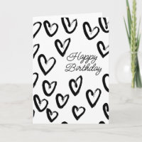 Joyeux Anniversaire | Motif de cœur en trait de pe