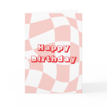 Joyeux Anniversaire, motif rétro rose et blanc