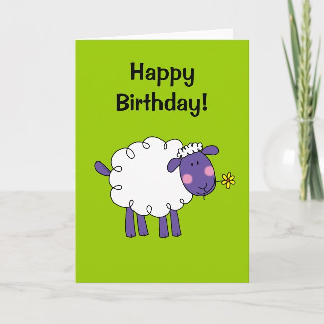 Carte Joyeux anniversaire (mouton laineux) (Devant)