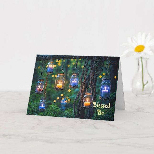 Carte Joyeux Anniversaire Mystique bougies Vine Magique  (Petite plante)