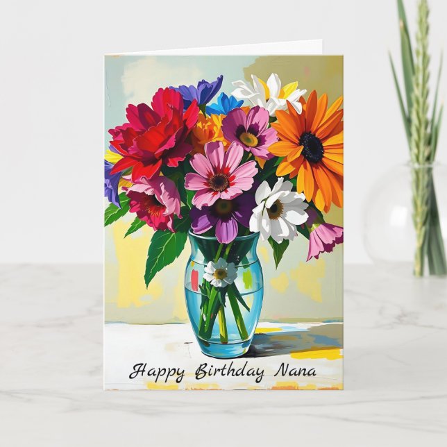 Carte Joyeux anniversaire Nana | Floral (Devant)