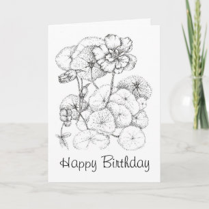 Carte Joyeux Anniversaire Nasturtium Dessin Fleur Art