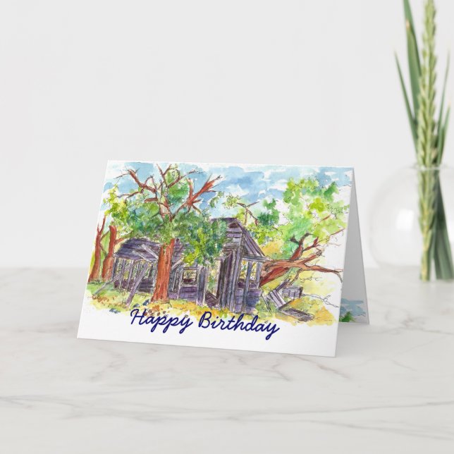 Carte Joyeux anniversaire Nevada Desert Landscape House (Devant)