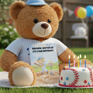 Carte Joyeux anniversaire neveu Ourson de baseball