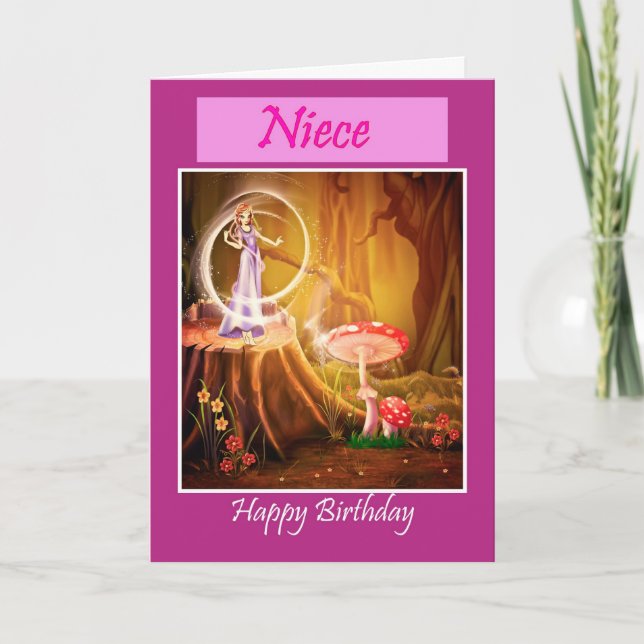Carte Joyeux anniversaire nièce avec fée Nuit anniversai (Devant)