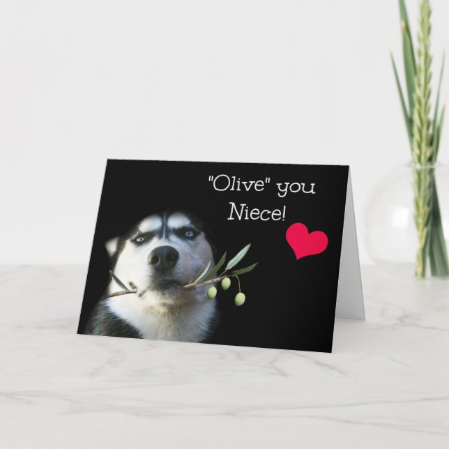 Carte Joyeux anniversaire nièce avec un mignon chien (Devant)