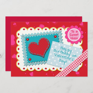 Carte Joyeux anniversaire nièce sur Saint Valentin migno