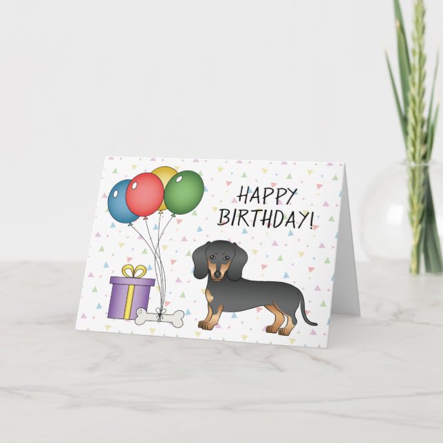 Carte Joyeux Anniversaire Noir Et Tan Cheveux Courte Dac (Devant)