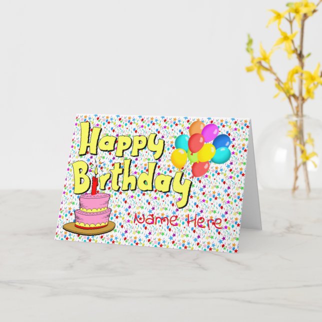 Carte Joyeux anniversaire/nom (Fleur jaune)