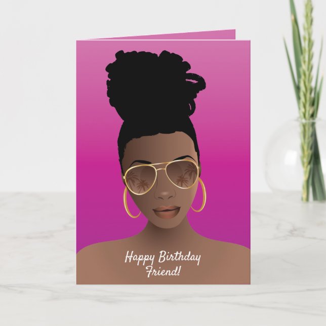 Carte Joyeux anniversaire ! Nuances de femme noire et ha (Devant)