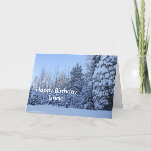 Carte Joyeux Anniversaire Oncle-hiver matin scène de l'a (Devant)