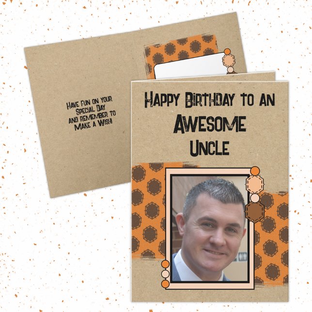Carte Joyeux anniversaire oncle photo orange (Créateur téléchargé)