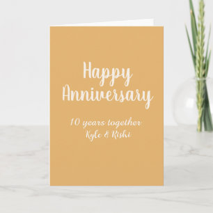 Carte Joyeux anniversaire or blanc 10 ans nom date