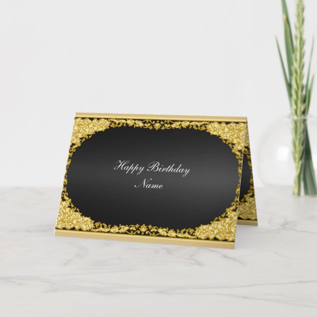 Carte Joyeux Anniversaire Or Noir (Devant)