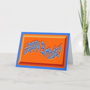 Carte Joyeux anniversaire orange bleu voeux Anniversaire