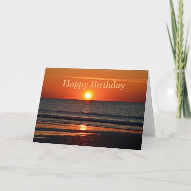 Carte Joyeux Anniversaire Orange Sunrise sur la plage (Devant)