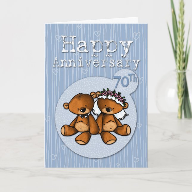 Carte joyeux anniversaire ours - 70 ans (Devant)