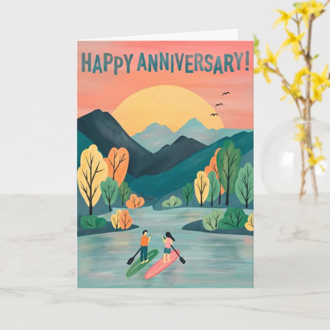 Carte Joyeux anniversaire Paddleboard SUP Paddleboard (Fleur jaune)