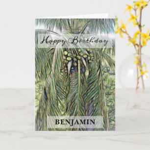 Carte Joyeux Anniversaire Palmiers Nature Hommes Personn