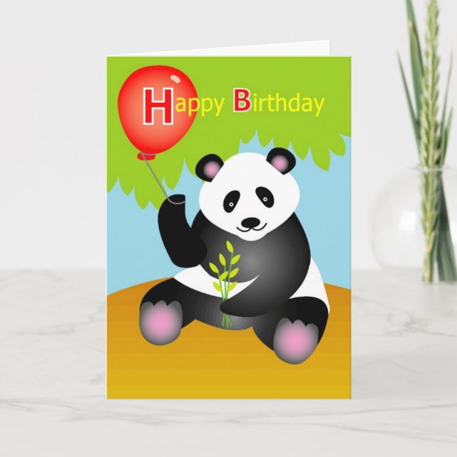 Carte Joyeux Anniversaire Panda (Devant)