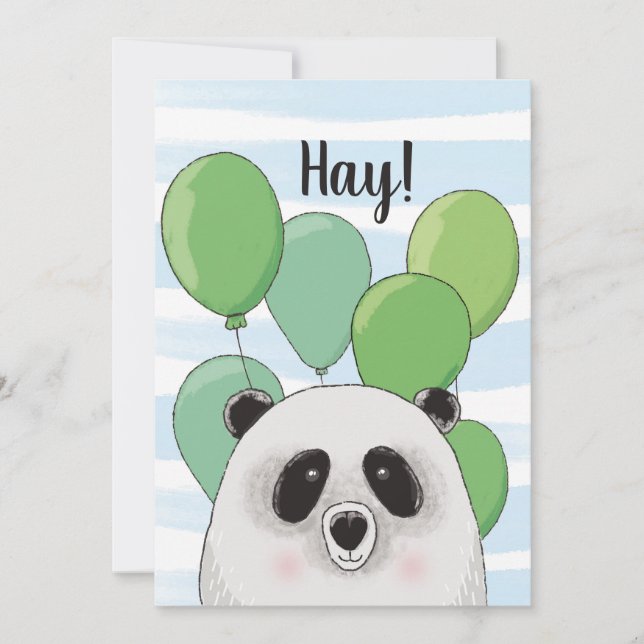 Carte Joyeux anniversaire. Panda mignonne. Animal vert b (Devant)