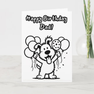 Carte Joyeux anniversaire papa ! Chien avec ballons