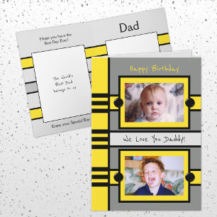 Carte Joyeux Anniversaire papa gris jaune photo vous aim