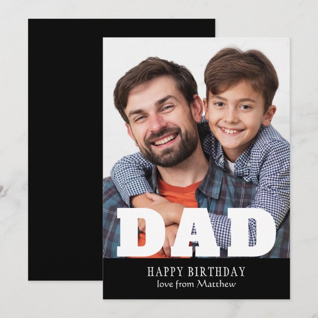 Carte Joyeux anniversaire papa moderne photo personnalis (Devant / Derrière)