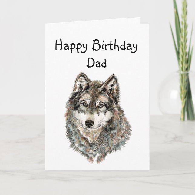 Carte Joyeux anniversaire papa, père Humour Wolf, loups (Devant)