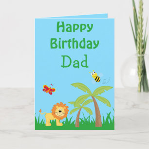 Carte Joyeux Anniversaire Papa Safari Lion Votre photo à