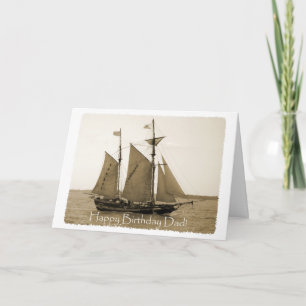 Carte Joyeux anniversaire papa - Vieux navire