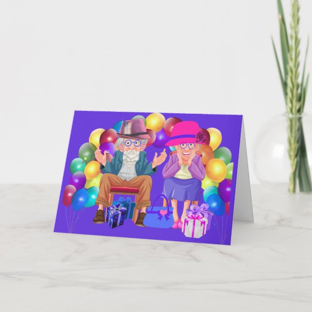 Carte Joyeux Anniversaire Parents âgés (Devant)