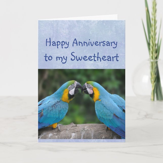 Carte Joyeux Anniversaire Parrot amour amoureux (Devant)