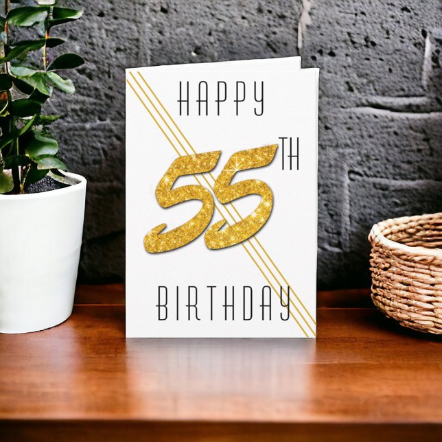 Carte Joyeux anniversaire Parties scintillant d'or 55 an (Créateur téléchargé)
