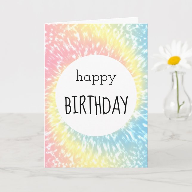 Carte Joyeux anniversaire Pastel Tie Dye Hippie Swirl (Petite plante)