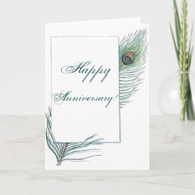 Carte Joyeux Anniversaire Peacock Feather Inspirationnel (Devant)