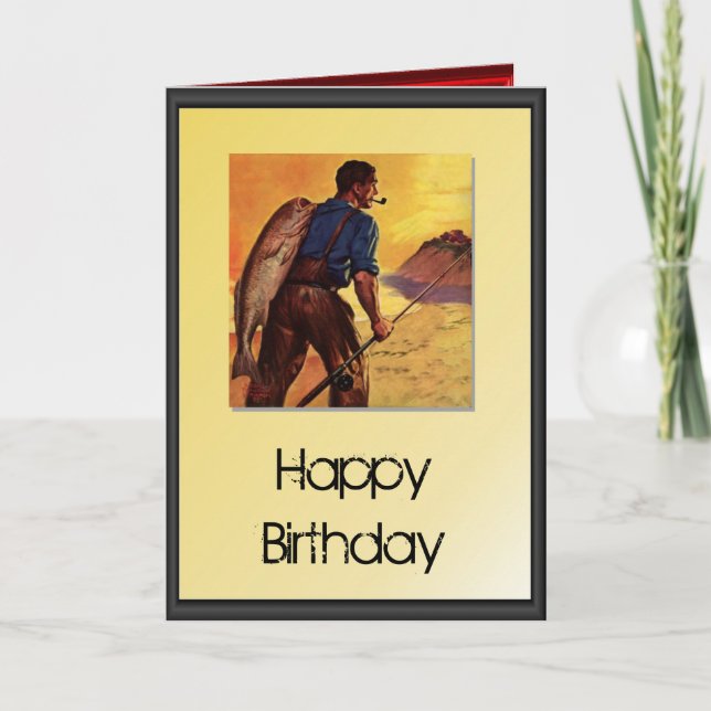 Carte Joyeux anniversaire - pêche (Devant)