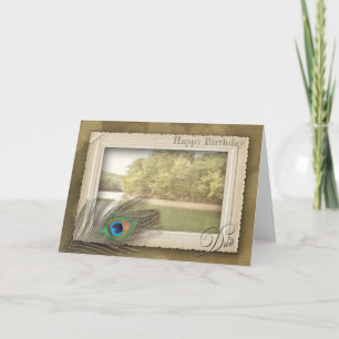 CARTE JOYEUX ANNIVERSAIRE - PÈRE - VINTAGE SCÈNE DU LAC