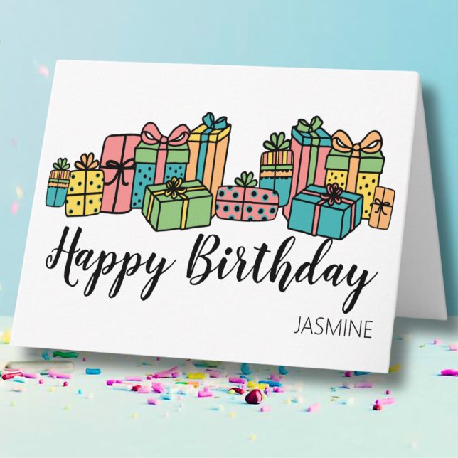 Carte Joyeux Anniversaire Personnalisé Coloré (Personalized Cute Colorful Classic Happy Birthday Card)