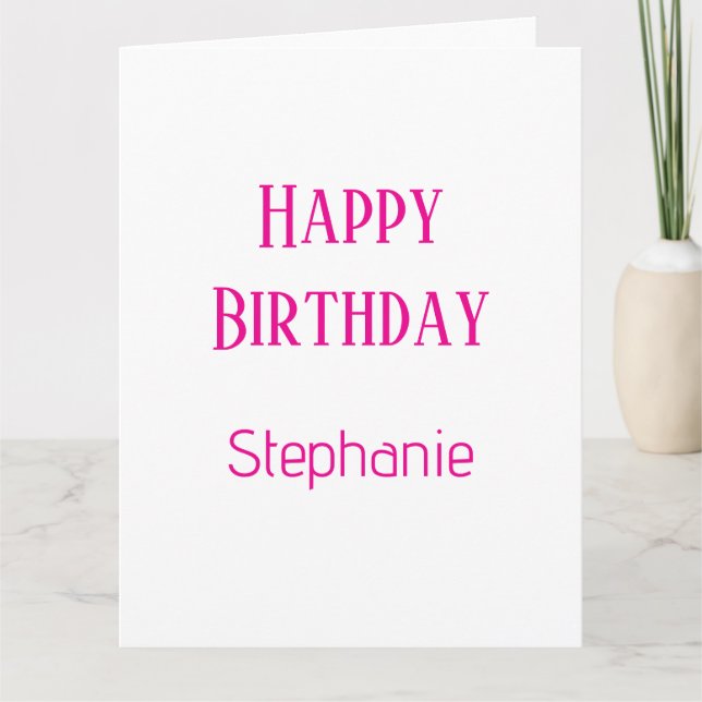 Carte Joyeux Anniversaire Personnalisé Nom Blanc Hot Ros (Devant)
