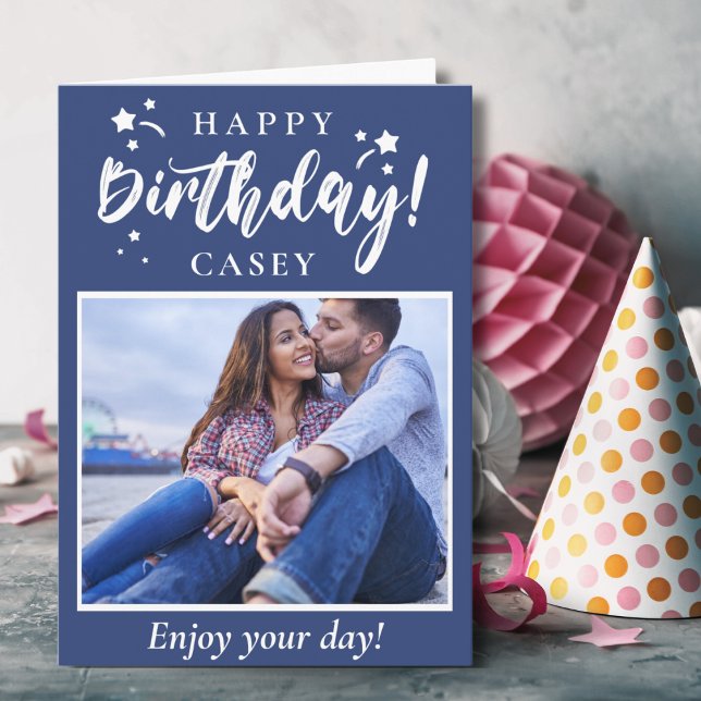Carte Joyeux anniversaire personnalisé photo et texte (Happy Birthday Custom Photo and Text Card.  Add your favorite photo and custom text)